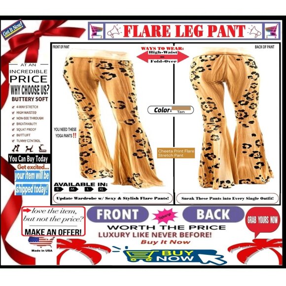 Unbranded Pants - 🛑 BOTTOM Fold Graphic ➕ DYE 🆒 LEGGING PANT Print FLARE LEG Cheetah 💸 BUY NOW